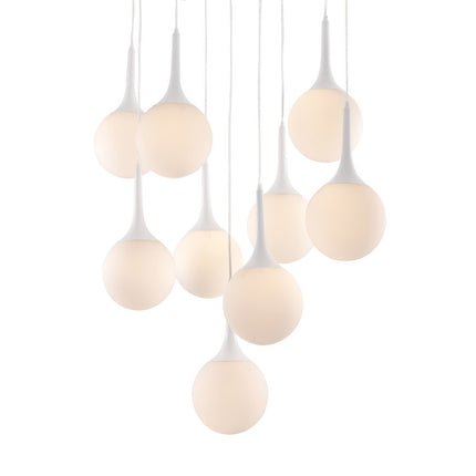 White Shaded Nine Light Metal Dimmable Ceiling Light HomeRoots