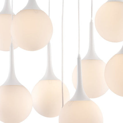 White Shaded Nine Light Metal Dimmable Ceiling Light HomeRoots