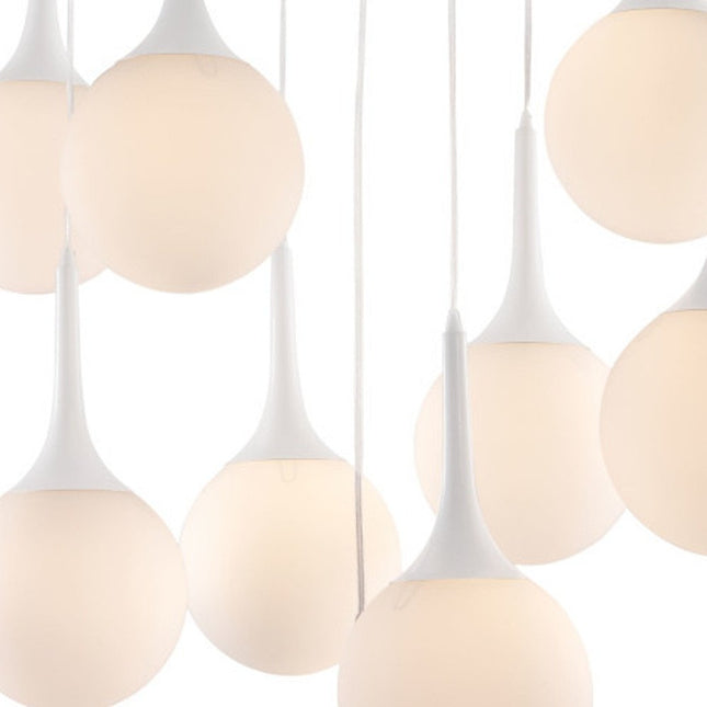 White Shaded Nine Light Metal Dimmable Ceiling Light HomeRoots