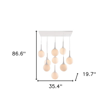 White Shaded Nine Light Metal Dimmable Ceiling Light HomeRoots