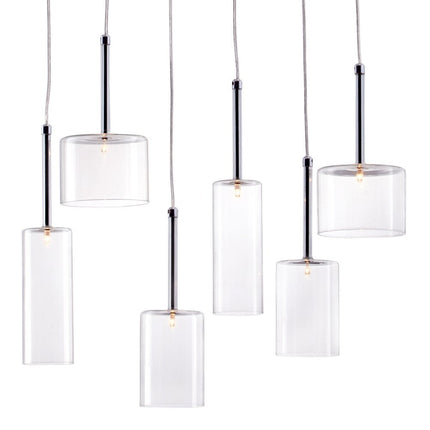 Silver Kitchen Island Six Light Metal LED Ceiling Light With Shades HomeRoots