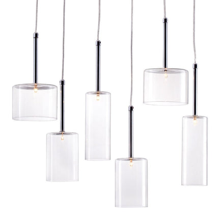 Silver Kitchen Island Six Light Metal LED Ceiling Light With Shades HomeRoots