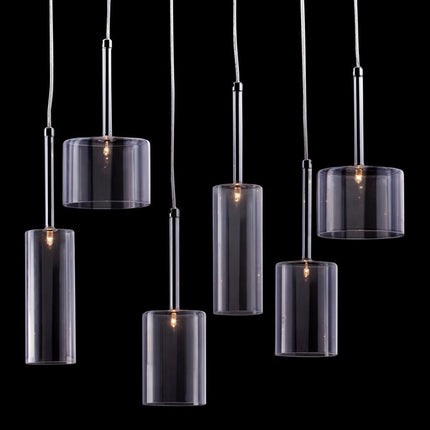 Silver Kitchen Island Six Light Metal LED Ceiling Light With Shades HomeRoots