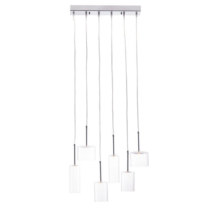Silver Kitchen Island Six Light Metal LED Ceiling Light With Shades HomeRoots