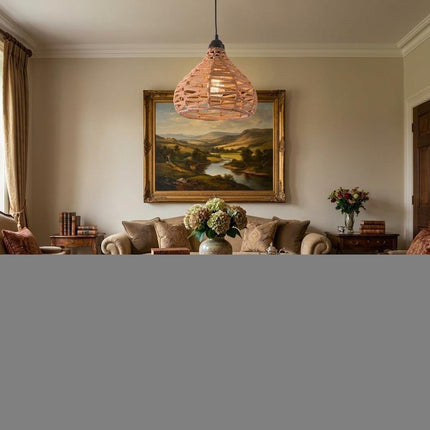 Natural Lantern Metal Dimmable Ceiling Light With Natural Shades HomeRoots