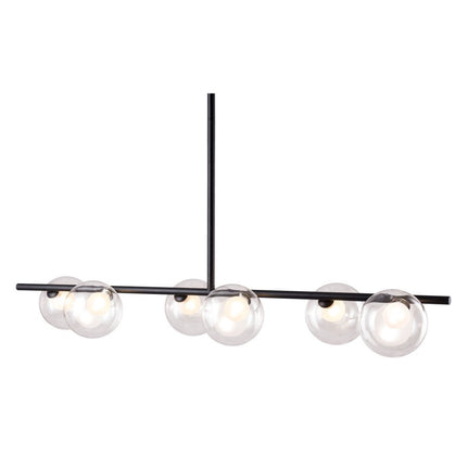 Black Kitchen Island Six Light Metal Ceiling Light HomeRoots