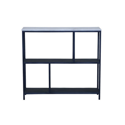 30" Black and White Iron Three Tier Geometric Bookcase HomeRoots