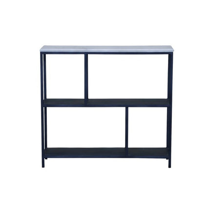 30" Black and White Iron Three Tier Geometric Bookcase HomeRoots