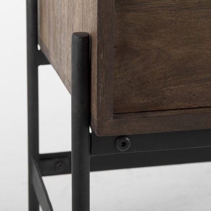 Dark Brown Two Door Cabinet With Metal Legs HomeRoots