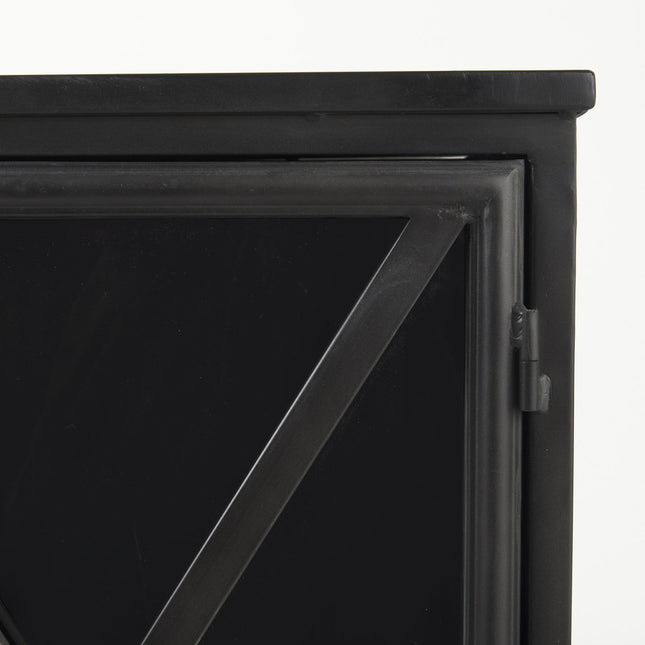 40" Black Iron Sideboard with Two Glass Doors HomeRoots