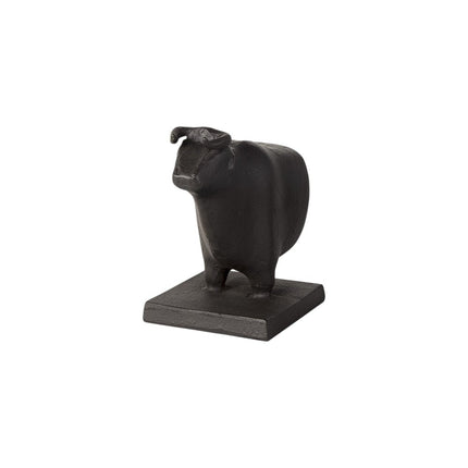 Set of Two 7" Black Fabric Bull Decorative Bookends HomeRoots