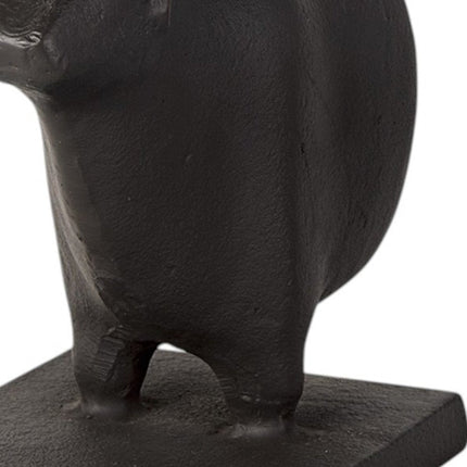Set of Two 7" Black Fabric Bull Decorative Bookends HomeRoots