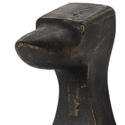 Set of Two 6" Black And Gold Polyresin Decorative Bookends