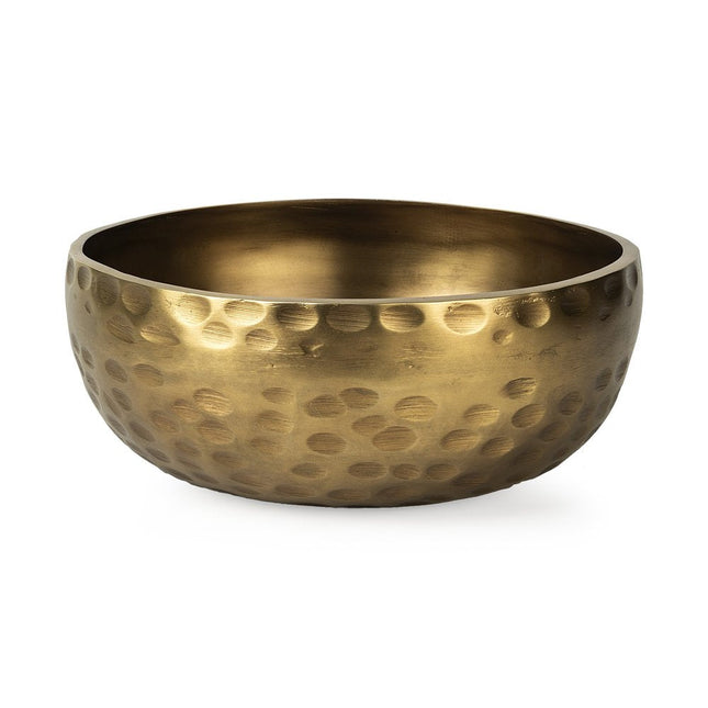 11" Antiqued Brass Hammered Artisan Round Centerpiece Bowl HomeRoots