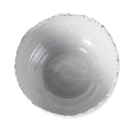 13" White Ceramic Torn Edge Round Centerpiece Bowl HomeRoots