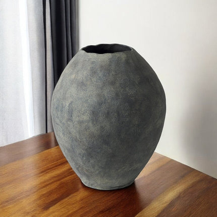 23" Gray Oval Distressed Ceramic Floor Vase HomeRoots