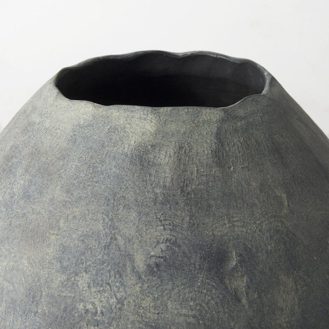 23" Gray Oval Distressed Ceramic Floor Vase HomeRoots