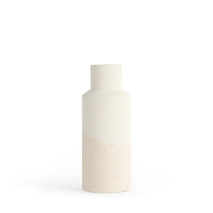11" Beige And White Color Block Ceramic Cylinder Table Vase HomeRoots