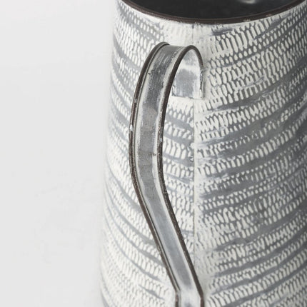 11" Gray and White Abstract Metal Jug Vase HomeRoots