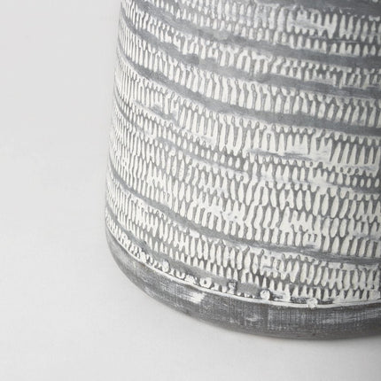 11" Gray and White Abstract Metal Jug Vase HomeRoots