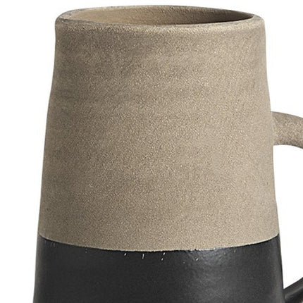 10" Black And Natural Color Block Cylinder Ceramic Jug Vase HomeRoots