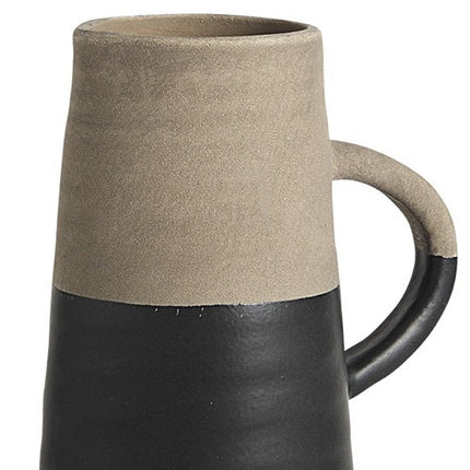 10" Black And Natural Color Block Cylinder Ceramic Jug Vase HomeRoots