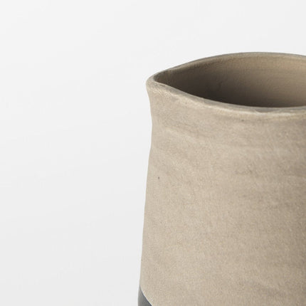 10" Black And Natural Color Block Cylinder Ceramic Jug Vase HomeRoots