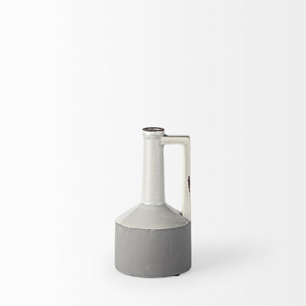 9" Gray And White Cylinder Ceramic Urns Jars HomeRoots