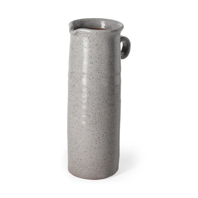 12" Gray Cylinder Ceramic Urns Jars HomeRoots