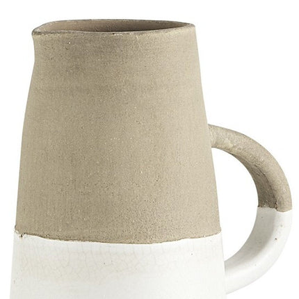 10" Rustic Organic White And Natural Decorative Jug HomeRoots