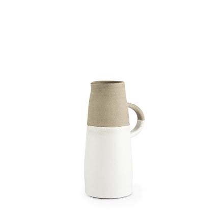 10" Rustic Organic White And Natural Decorative Jug HomeRoots