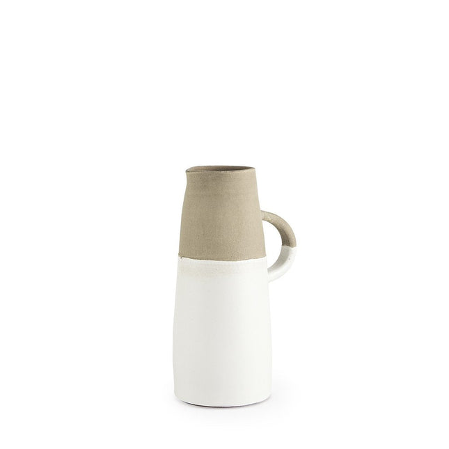10" Rustic Organic White And Natural Decorative Jug HomeRoots