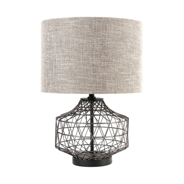 20" Black Lamp Base LED With Brown Shade HomeRoots