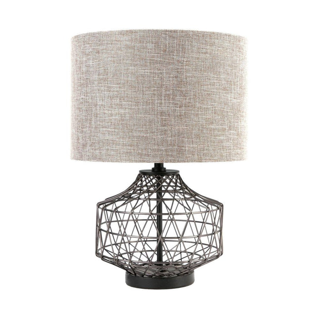 20" Black Lamp Base LED With Brown Shade HomeRoots
