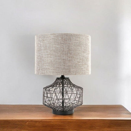 20" Black Lamp Base LED With Brown Shade HomeRoots
