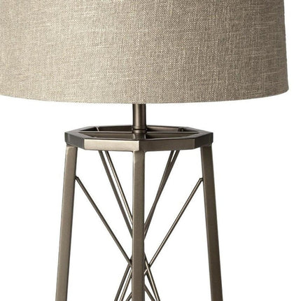 29" Bronze Lamp Base LED With Beige Shade HomeRoots