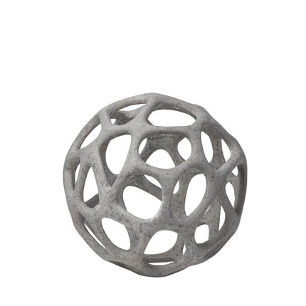 6" Gray Metal Abstract Decorative Orb Tabletop Sculpture HomeRoots