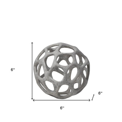 6" Gray Metal Abstract Decorative Orb Tabletop Sculpture HomeRoots