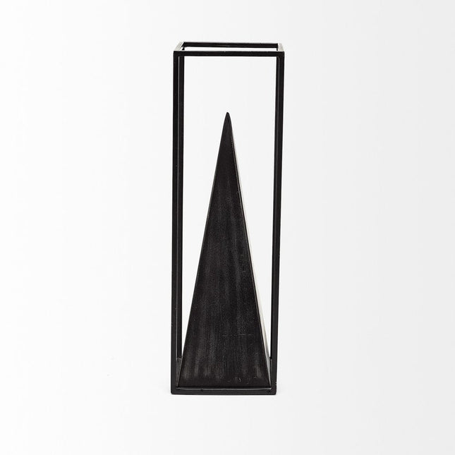 Black Metal Framed Pyramid Sculpture HomeRoots