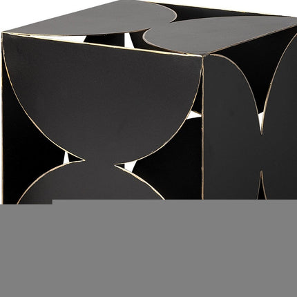 8" Contemporary Black Metal Geo Cube Sculpture HomeRoots