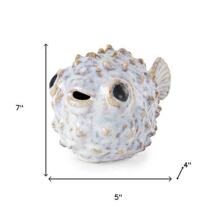 Petite Off White Puffer Fish Sculpture HomeRoots