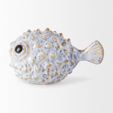 Petite Off White Puffer Fish Sculpture HomeRoots