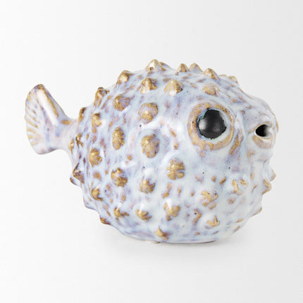 Petite Off White Puffer Fish Sculpture HomeRoots