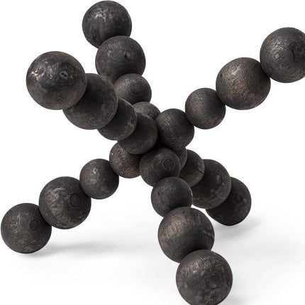 9" Black Beaded Wooden Decorative Jack Tabletop Sculpture HomeRoots