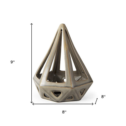 Khaki Crackle Glaze Ceramic Conical Sculpture HomeRoots