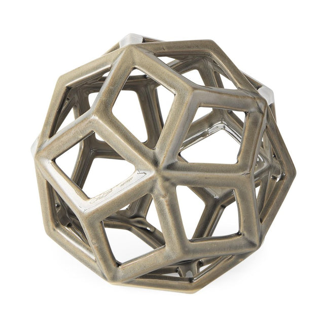 Khaki Crackle Glaze Ceramic Geometric Sculpture HomeRoots