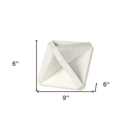 White Marble Geometric Square Sculpture HomeRoots