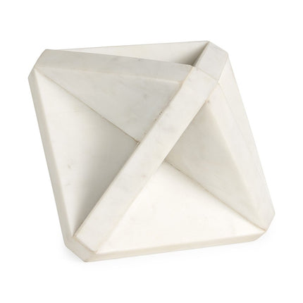 White Marble Geometric Square Sculpture HomeRoots