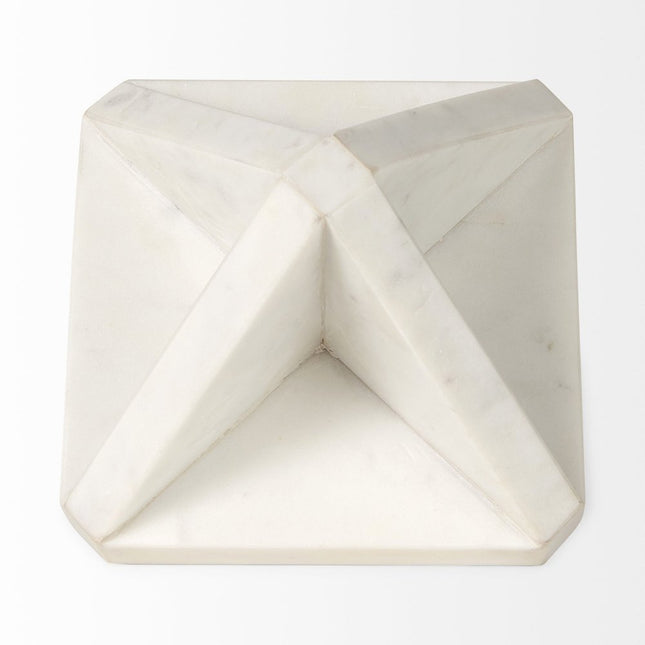 White Marble Geometric Square Sculpture HomeRoots