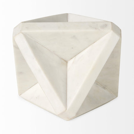 White Marble Geometric Square Sculpture HomeRoots
